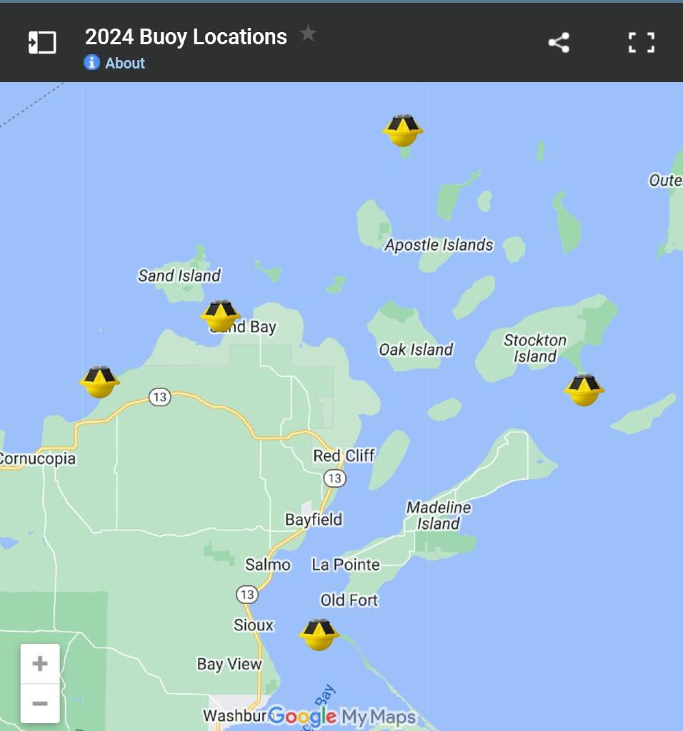 Map of wave bouys by Friends of the Apostle Islands